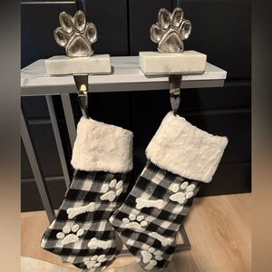 Plaid Dog Paw Christmas Stockings